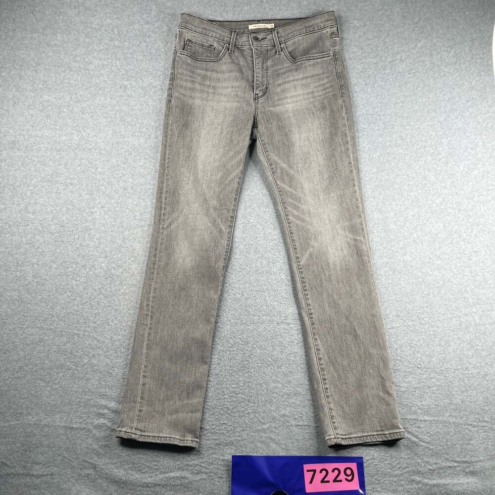 Levis Premium 312 Shaping Slim Denim Jeans Womens Size 30 Gray Distressed
